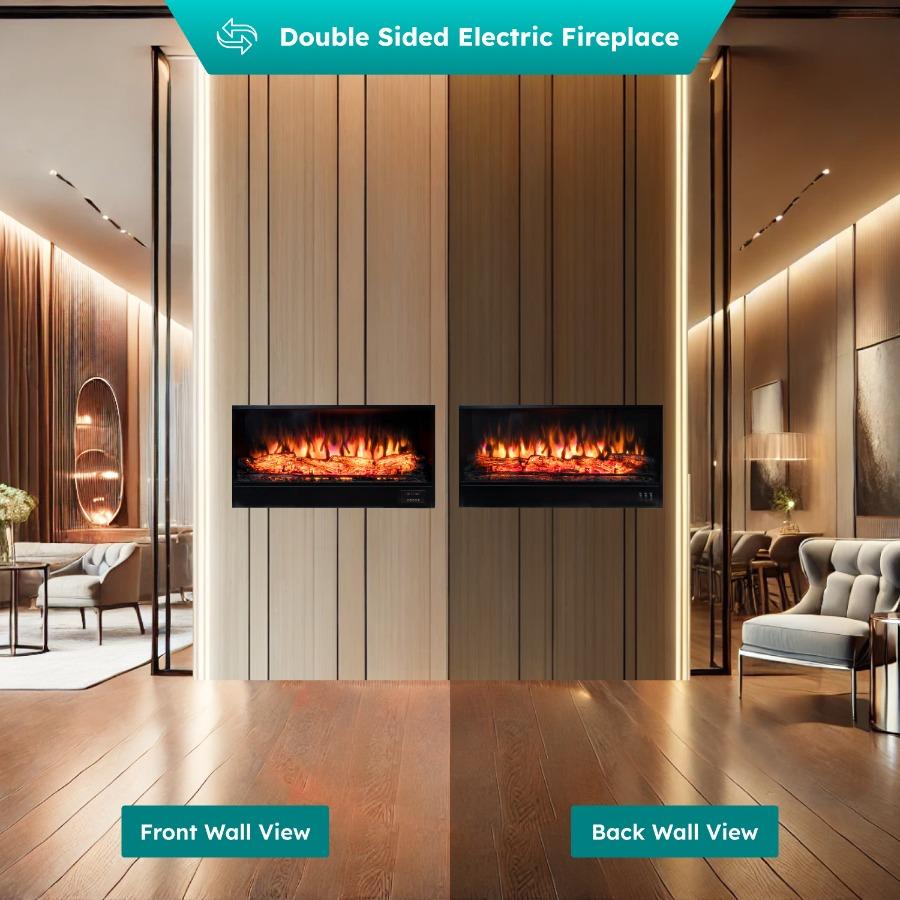 Double-sided Electric Fireplace Without Heat