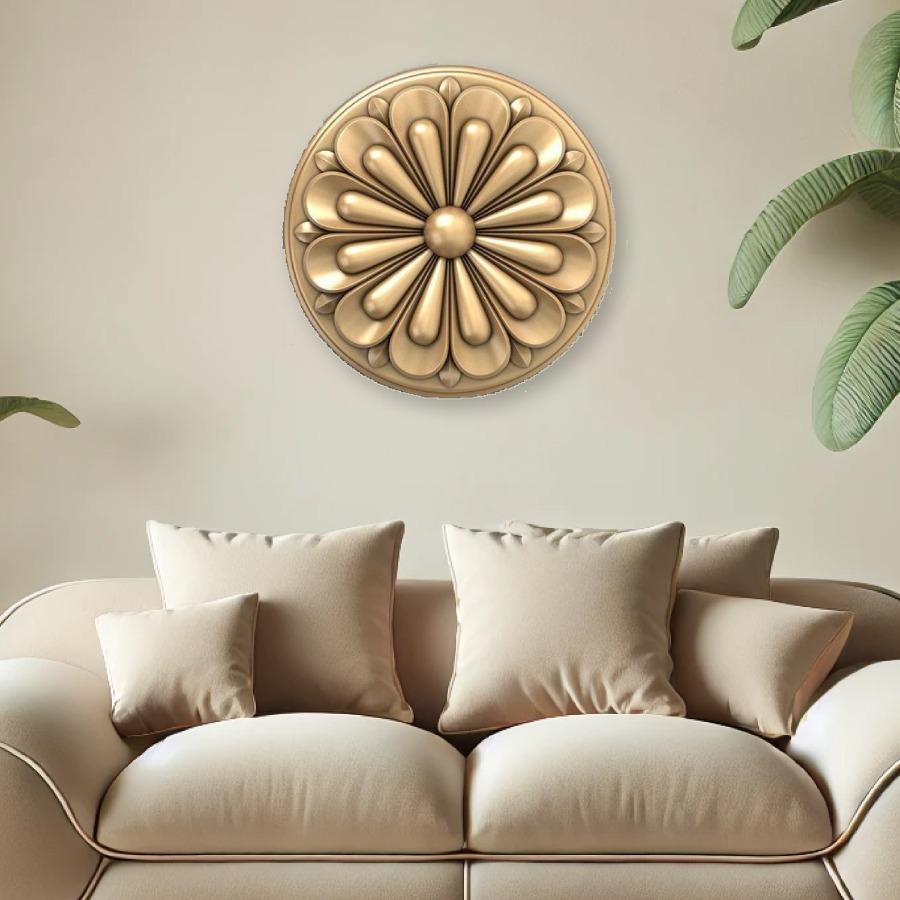 Golden Floral Radiance Wall Art – Blooming Beauty