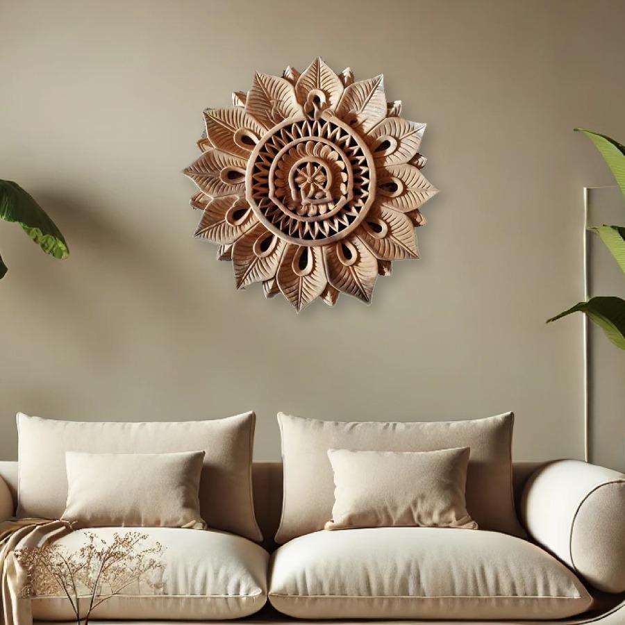 Wooden Sunflower Mandala Wall Art – Floral Design