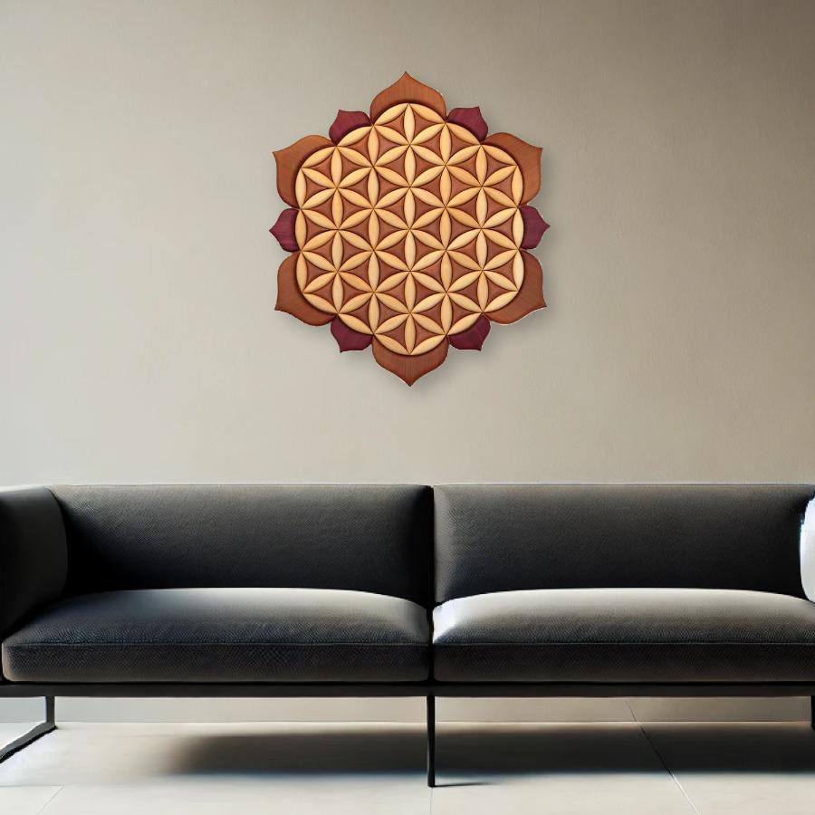 Wooden Flower of Life Wall Art – Spiritual Accent