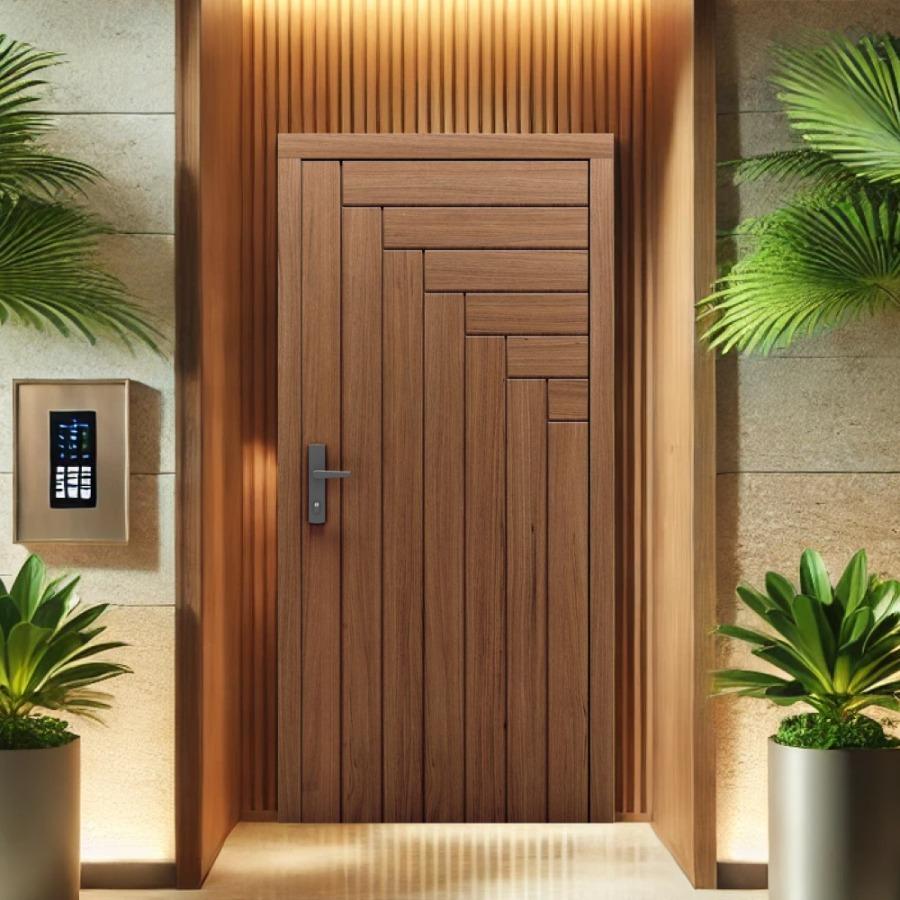 Plank Pattern Wood Door – Rustic Natural Charm (Unpainted, No Lock or Handle)