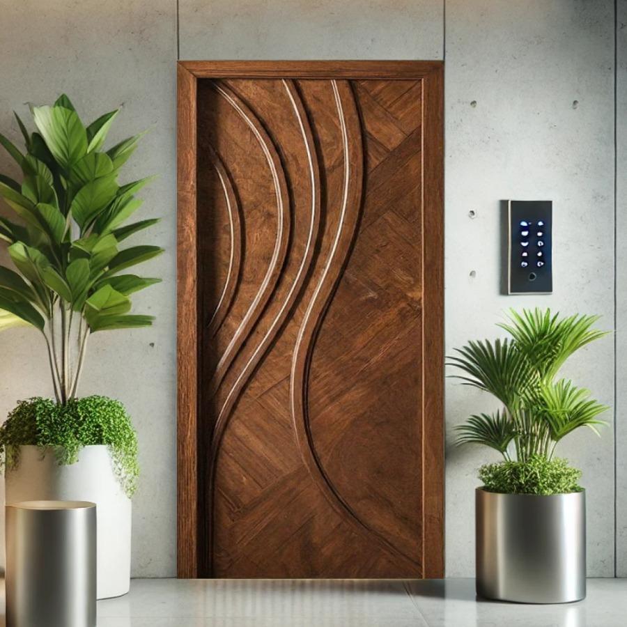 GraceLine Wooden Carved Door – Stylish Carved Accent (Unpainted, No Lock or Handle)