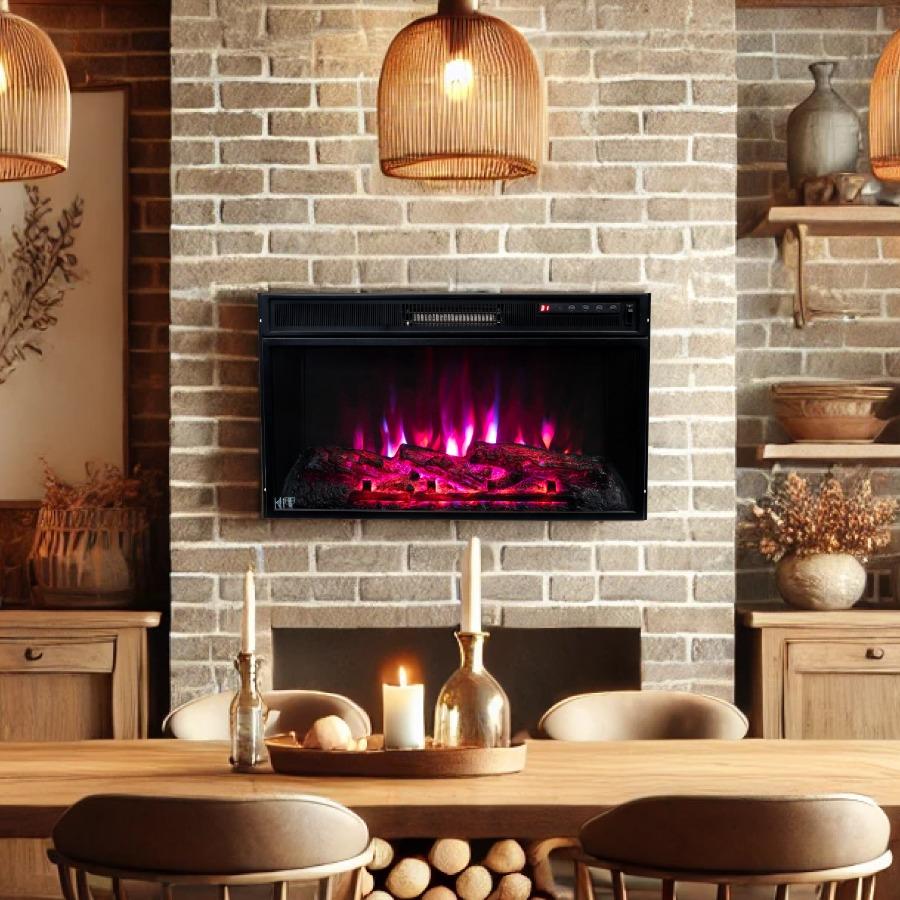 Electric Fireplace with Remote ,Heating Option and 7 color flame option