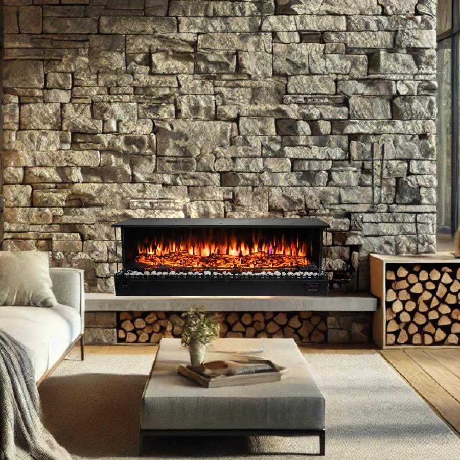 3-Sided Electric Fireplace , No Heat with Remote