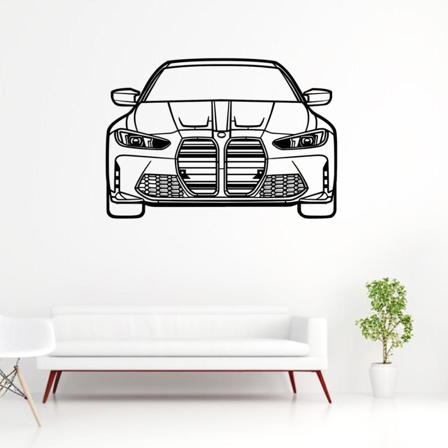 2022 BMW M3 Front View Metal Car Wall Art