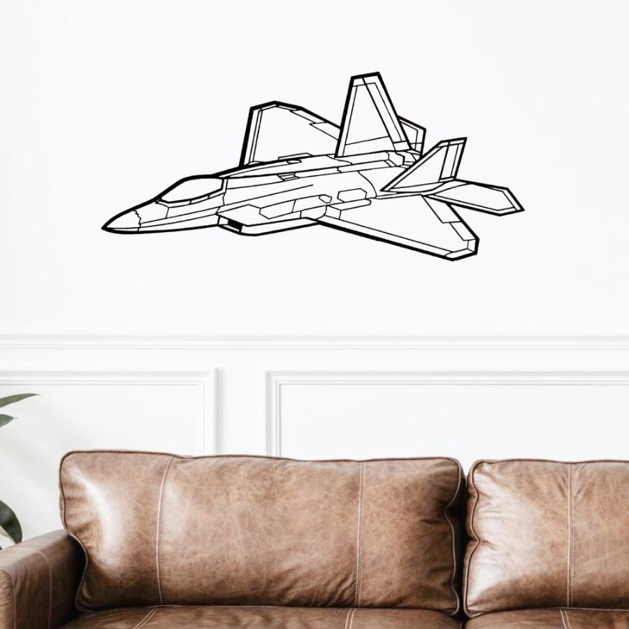 F-22 Raptor Angle Silhouette Metal Art – Stealth Edition