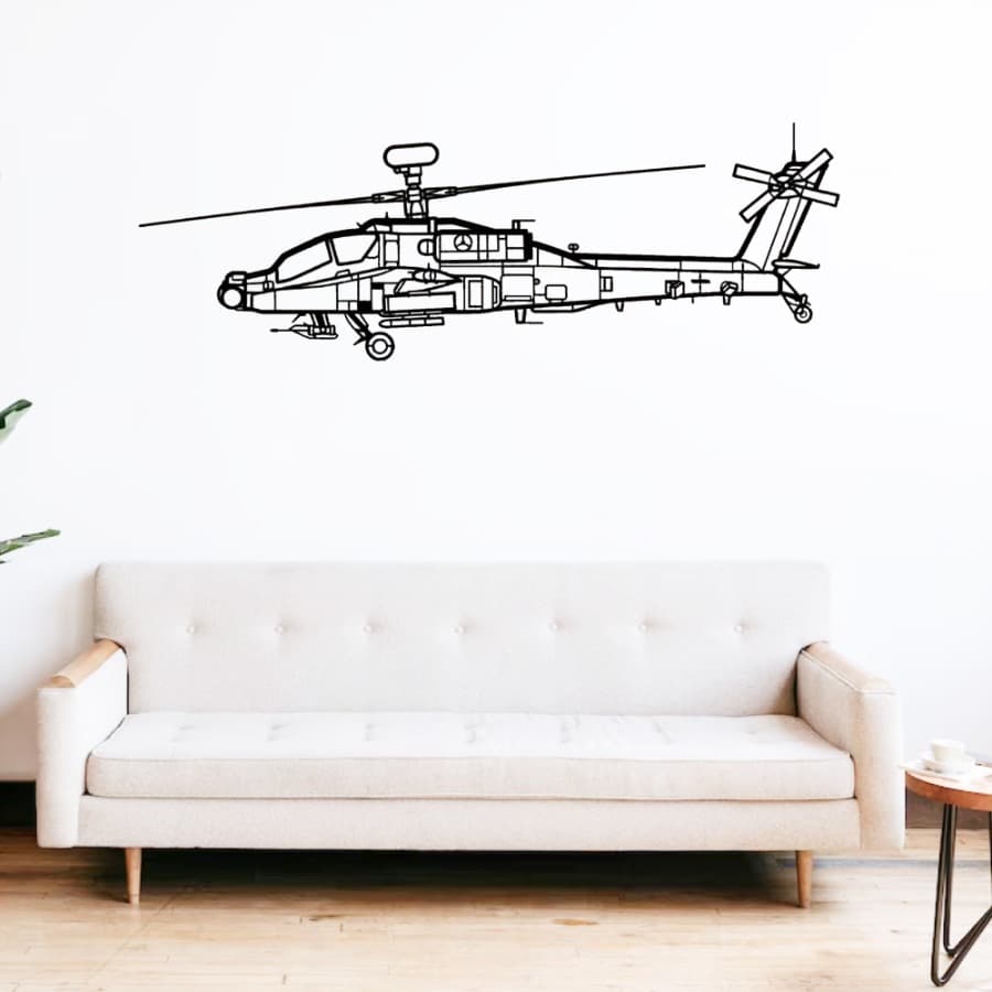 AH-64E Apache Silhouette Metal Wall Art