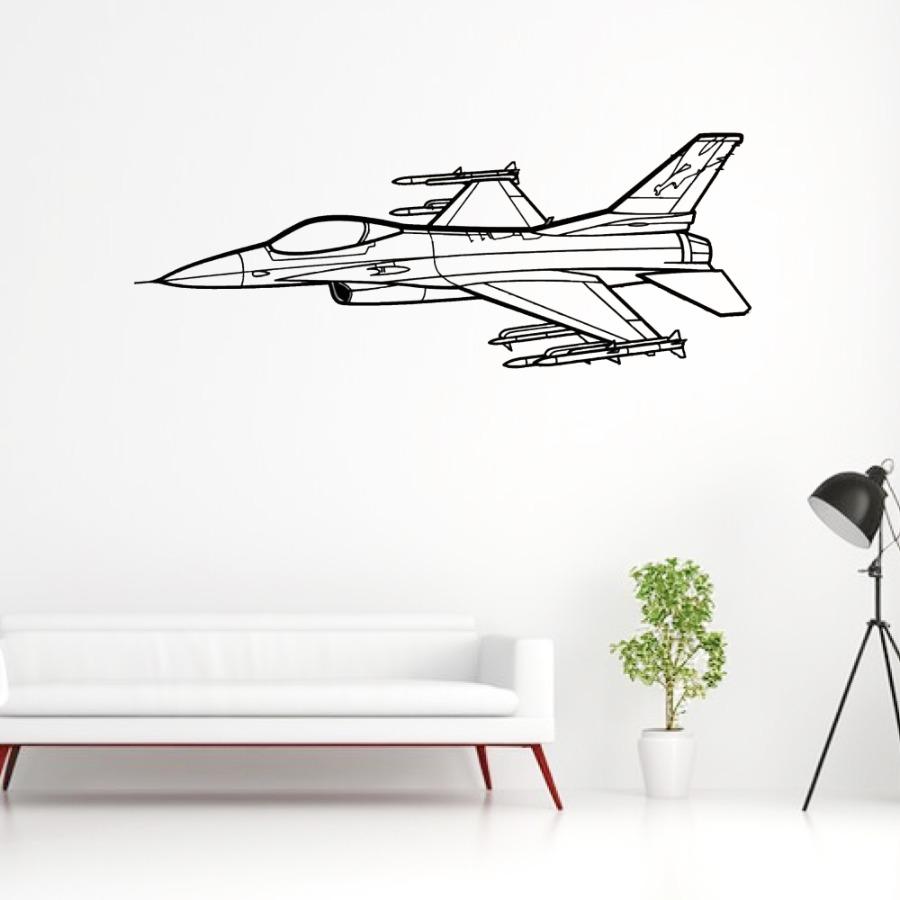 F-16C Fighting Falcon Angle Silhouette Metal Wall Art