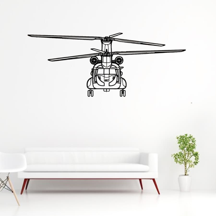CH47D-F Chinook Front Steel Cut Metal Wall Art
