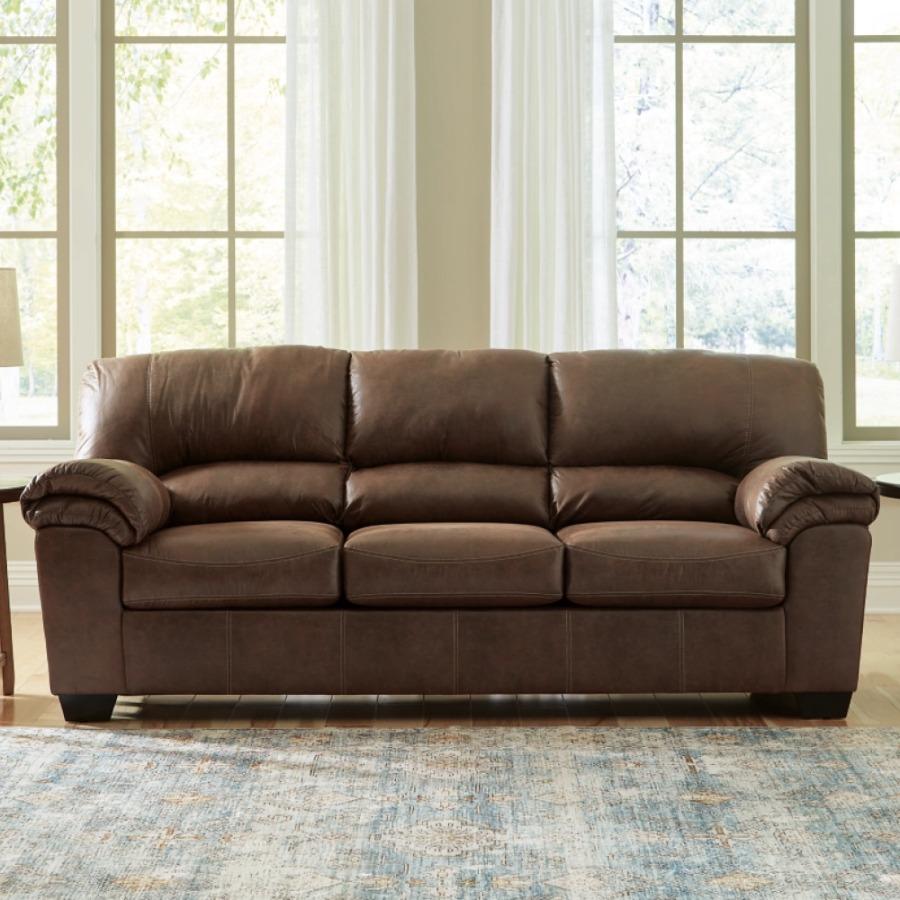 Belfast 3-Seater Faux Leather Sofa – Tan, Pine Wood Frame