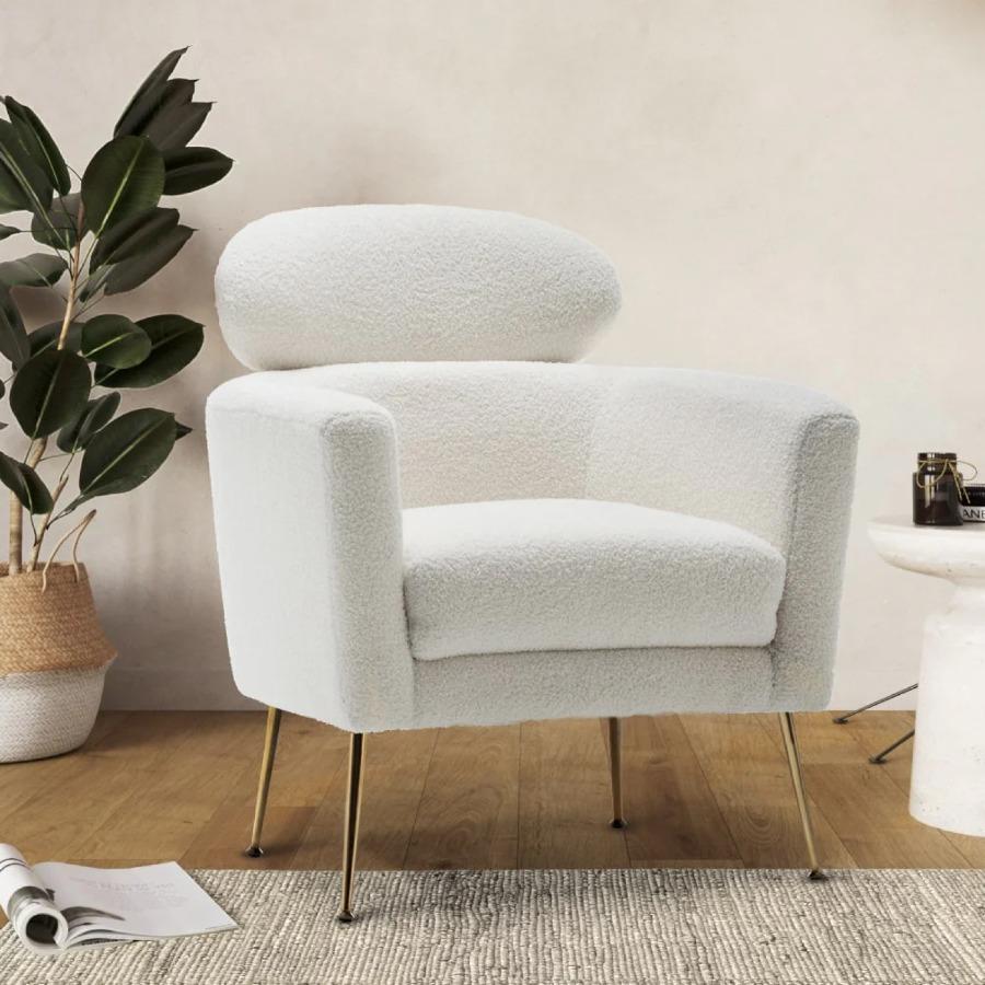 White Boucle Accent Chair – Sleek and Stylish
