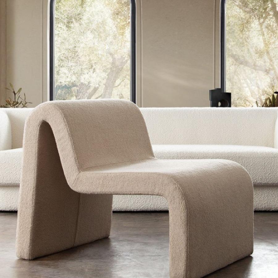 Curved Boucle Lounge Chair – Luxurious Comfort