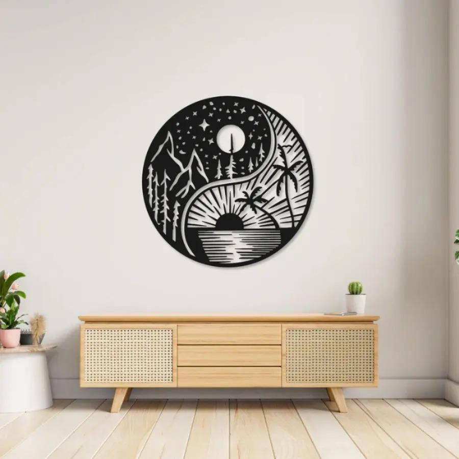 Yin & Yang Metal Wall Art, Day and Night Metal Art | Outdoor Home Decor 