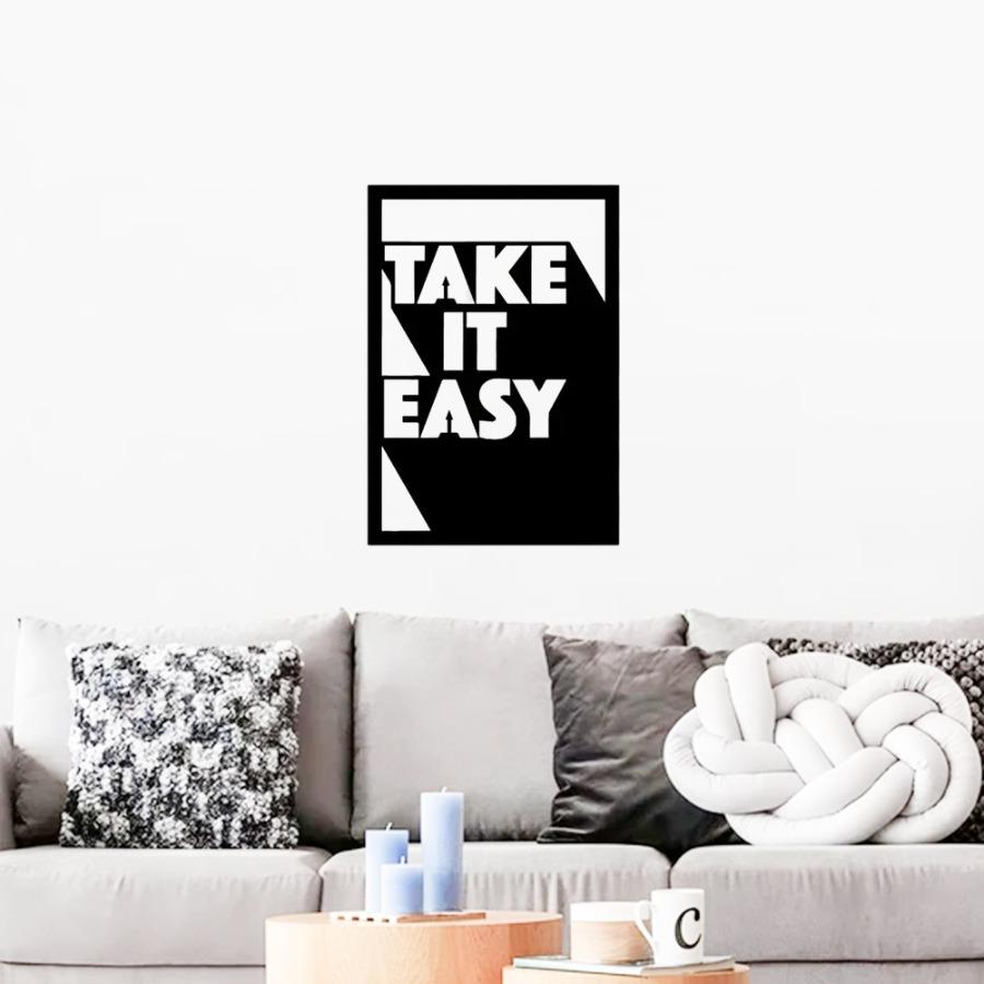 Take It Easy Metal Wall Art | Mindful Living Quote | Modern Room Decor