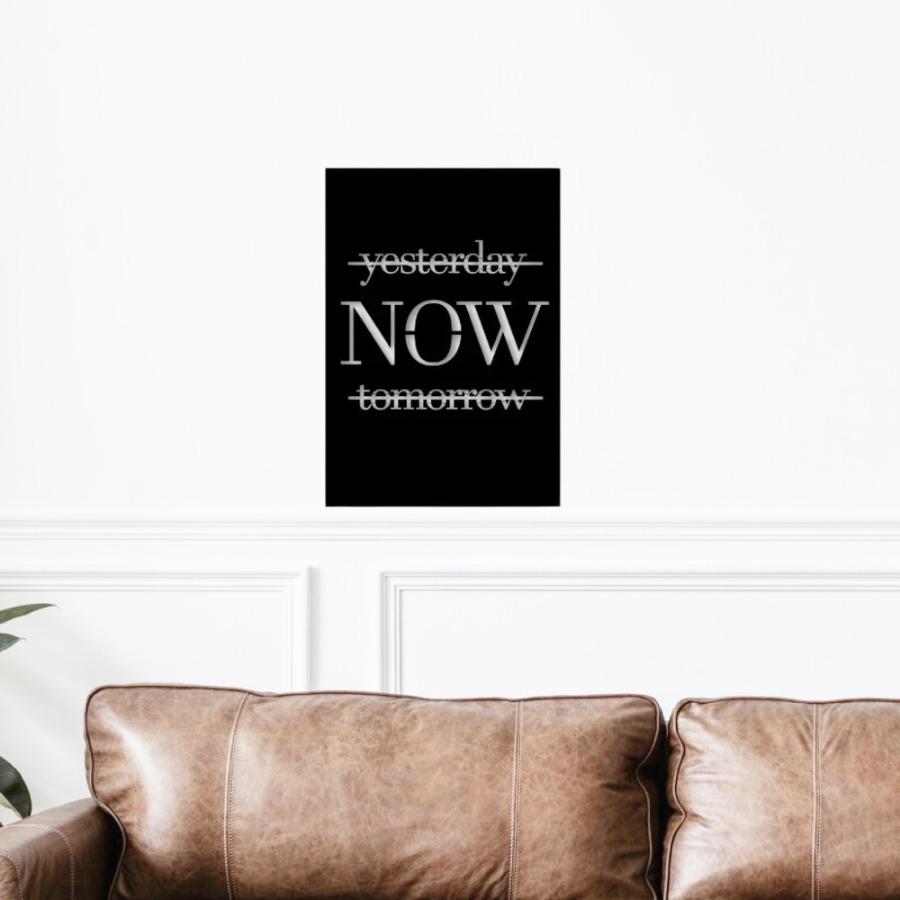 Only Now Metal Wall Art | Mindful Living Room Quote Decor