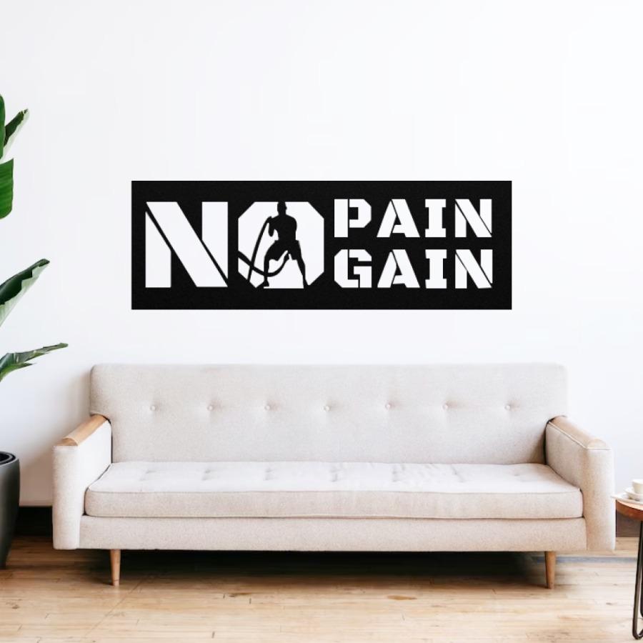 No Pain, No Gain Metal Wall Art | Gym Motivation Wall Decor 