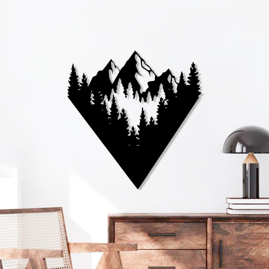 Modern Mountain View Metal Wall Art, Mountaion Decor | Metal Wall Decoration
