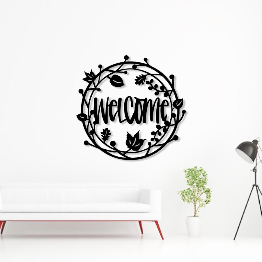 Welcome Floral Metal Wall Art, Floral Decor | Welcome Wall Hangings