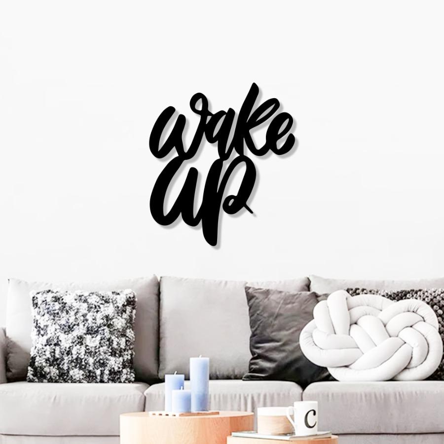 "Wake Up" Metal Wall Art | Morning Motivation Decor | Bedroom Wall Quote