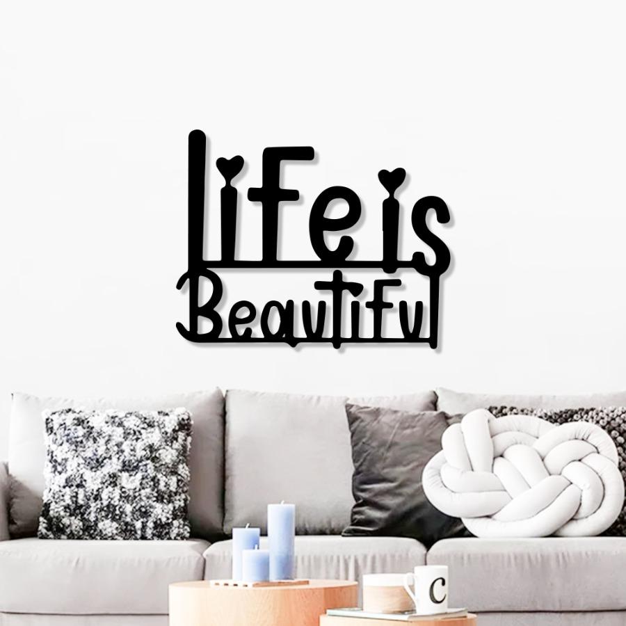 "Life is Beautiful" Metal Wall Art | Positive Vibes Decor