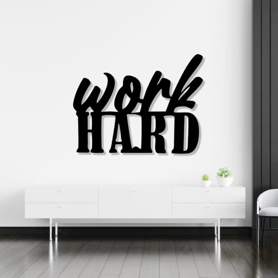 Work Hard Metal Wall Art | Motivation for Gym & Office