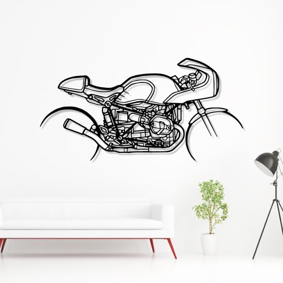BMW R Nine T Racer 2019 Silhouette Metal Wall Art