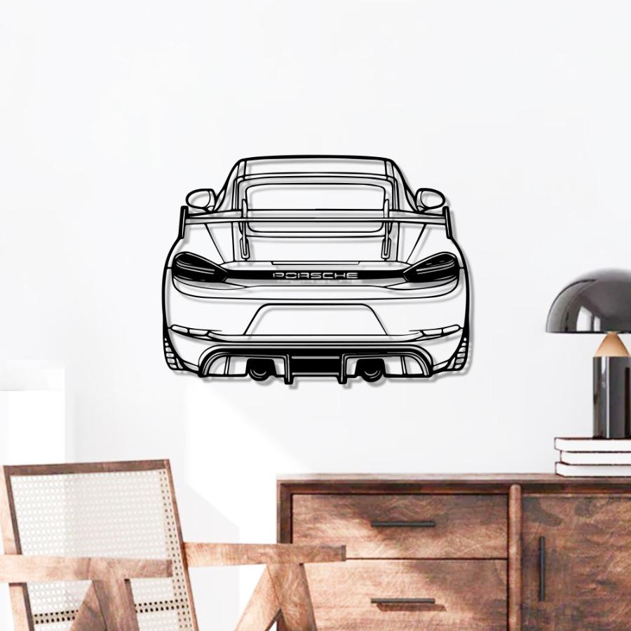 2022 Porsche 718 GT4 Rear View Metal Car Wall Art