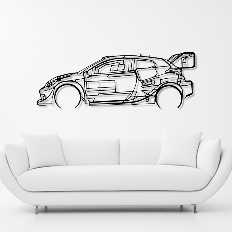 Yaris GR WRC 2022 Detailed Silhouette Metal Wall Art