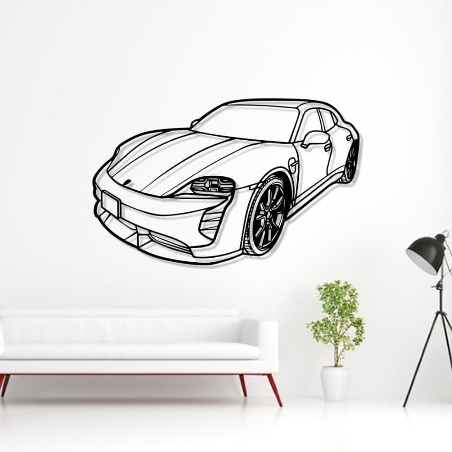 Porsche Taycan Perspective Metal Car Wall Art