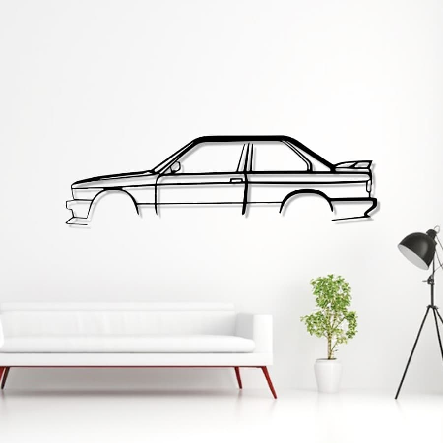 BMW E30 M3 Metal Car Wall Art