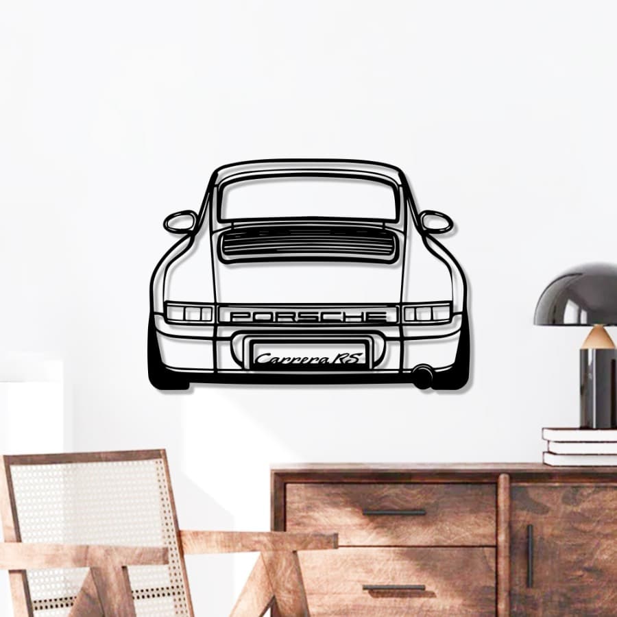 Porsche 911 964 Back View Metal Car Wall Art 
