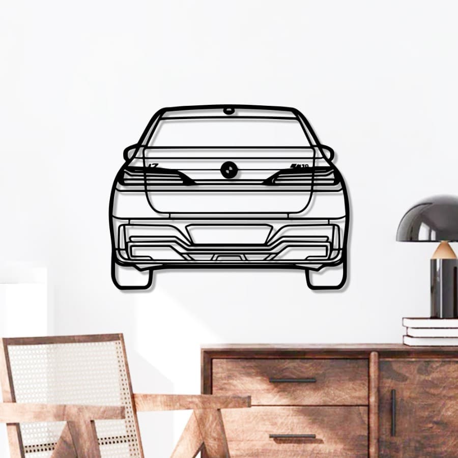 BMW i7 Back View Metal Car Wall Art