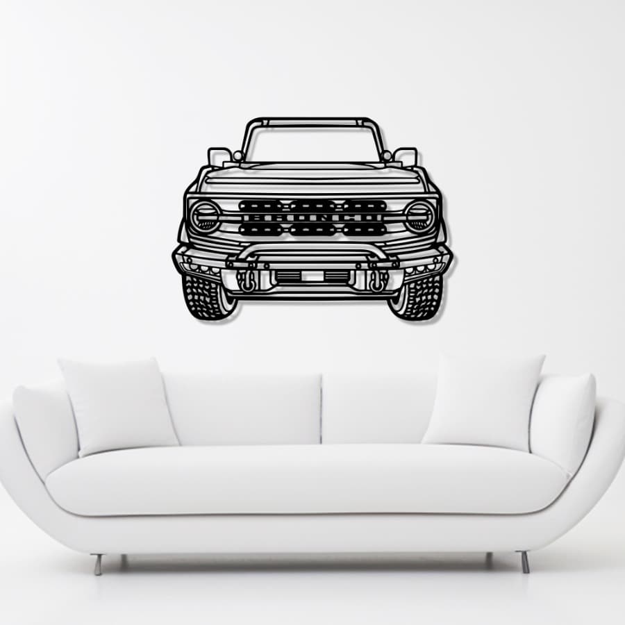 2022 Ford Bronco Front View Metal Car Wall Art