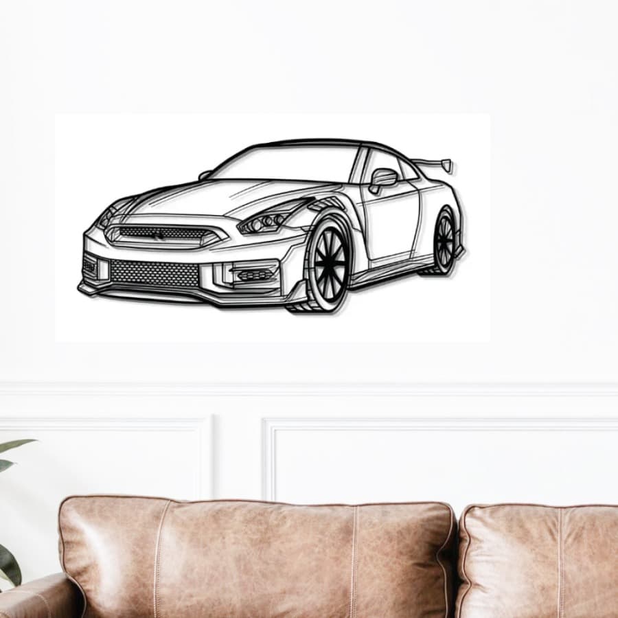 Nissan GTR R35 Perspective Metal Car Wall Art
