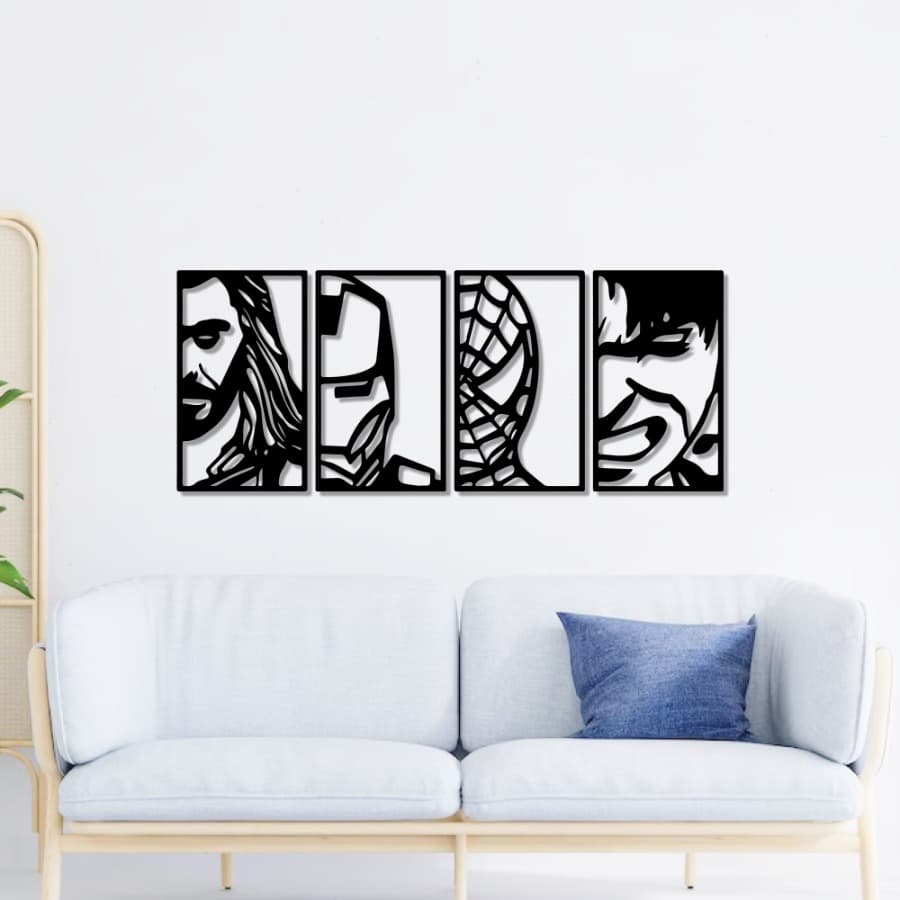 Minimalist Superhero Metal Wall Art | Modern Wall Hanging