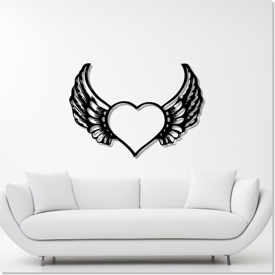 Angel Heart Metal Wall Art, Heart Wall Art | Home Wall Hanging