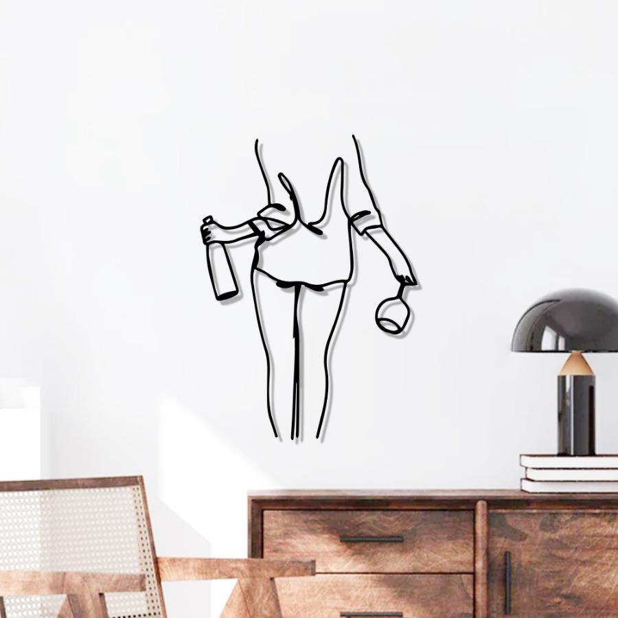 Woman with Wine Metal Wall Art | Elegant Bar Wall Decor