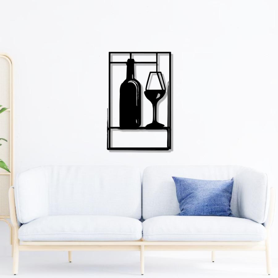 Modern Vino Frame Metal Wall Art | Elegant Wine-Inspired Wall Decor