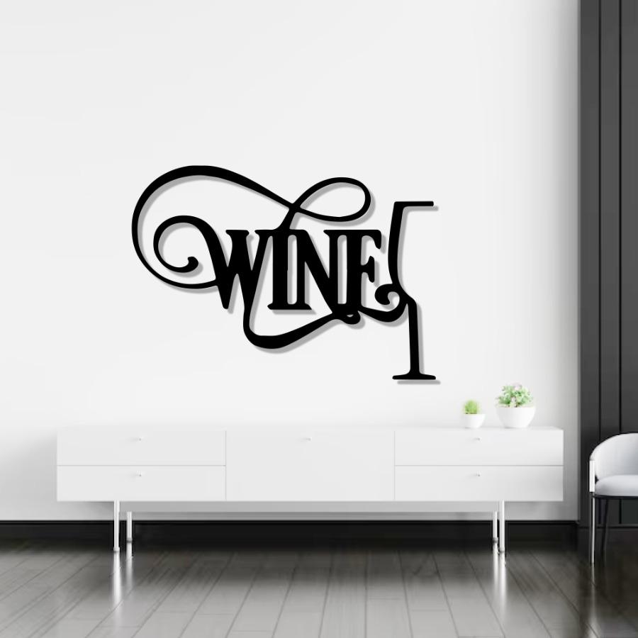 Wine Text Metal Wall Art
