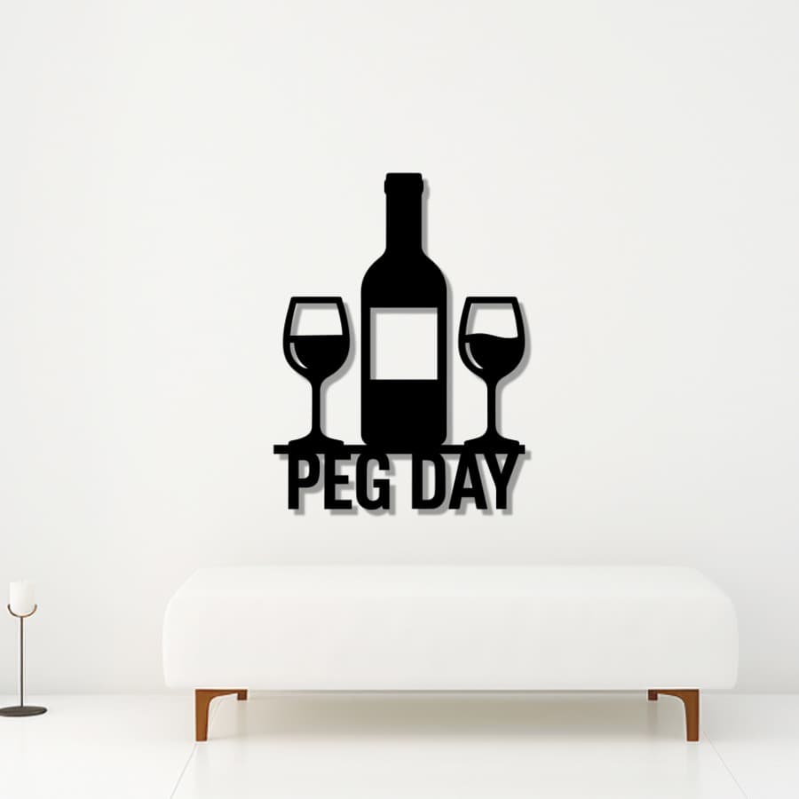 Peg Day Metal Wall Art | Bar Sign for Home & Cafe Decor