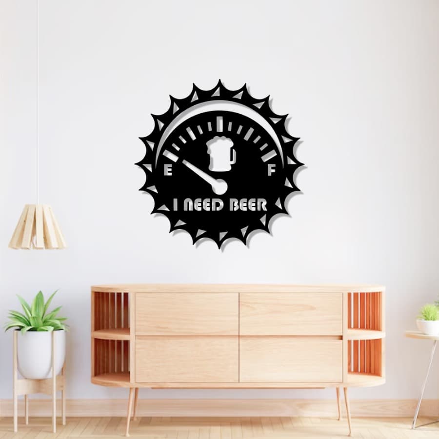 I Need Beer Sign Metal Wall Art | Fuel Gauge Wall Decor