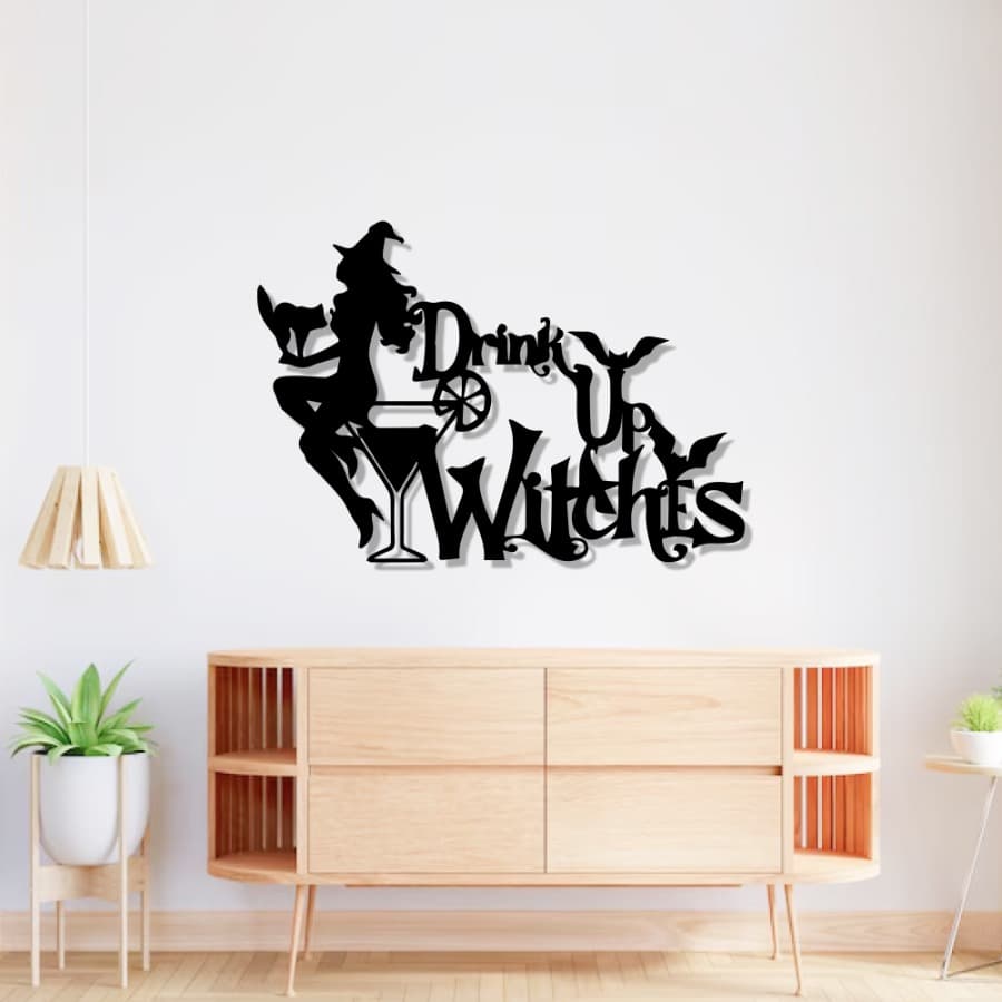 Drink Up Witches Sign Metal Wall Art