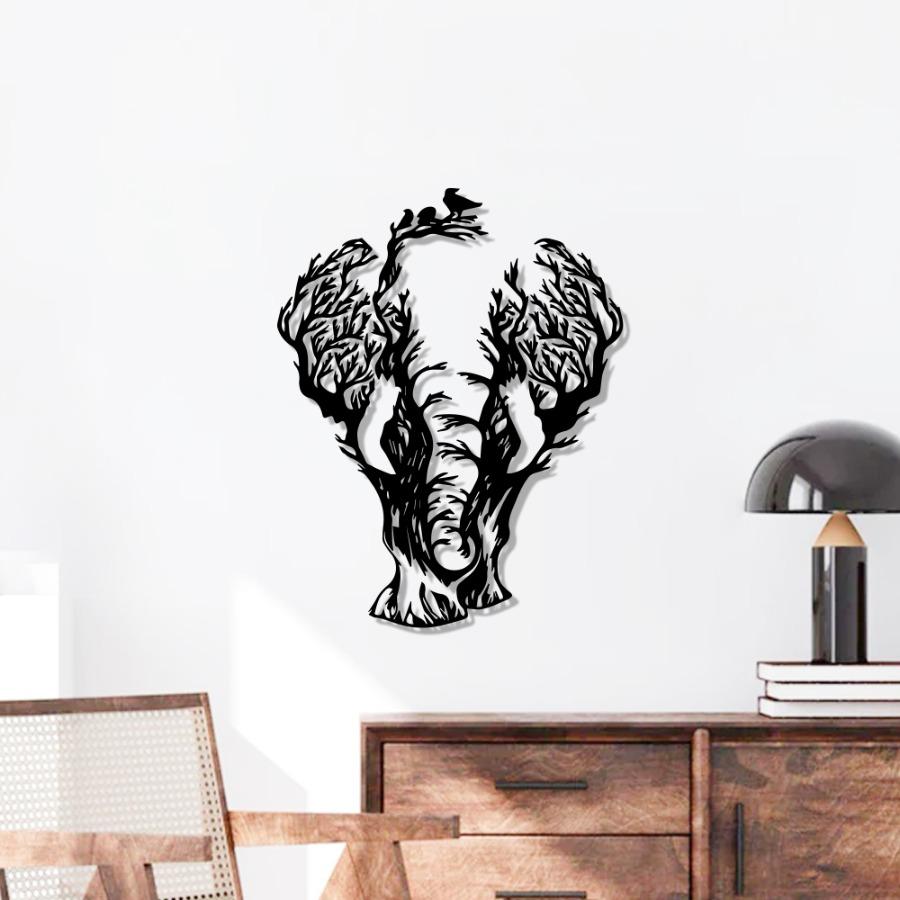 Elephant Tree Metal Wall Art | Living Room Wall Decor,