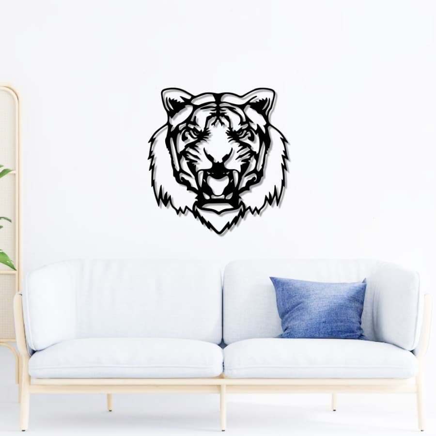 Tiger Head Metal Wall Art, Living Room Wall Decor | Wild Animal Wall Art
