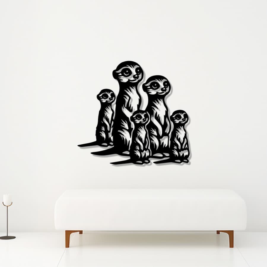 Meerkat Family Metal Wall Art | Unique Gift for Nature Lovers