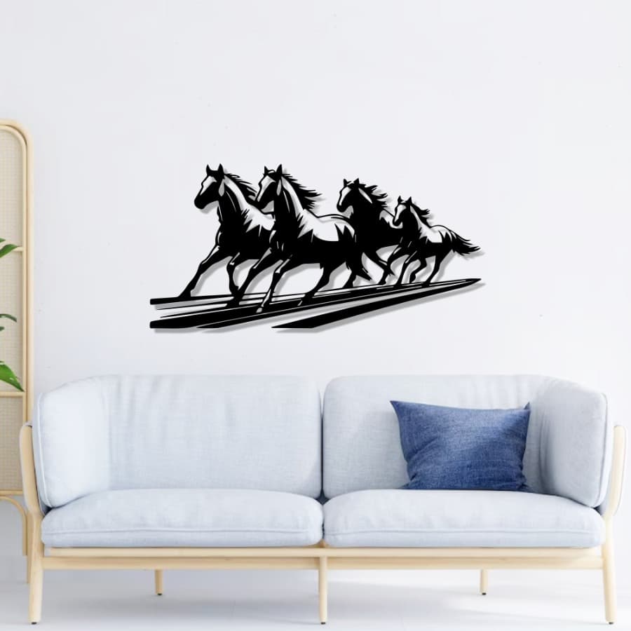 Running Horses Metal Wall Art | Farmhouse Metal Wall Decor Wildlife Horses