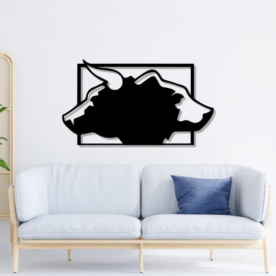 Bull and Bear Metal Wall Art, Frame Metal Wall Art | Wall Decor