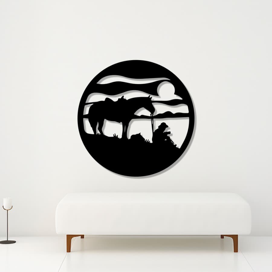 Man & Horse Metal Wall Art, Wall Hanging | Animal Wall Art