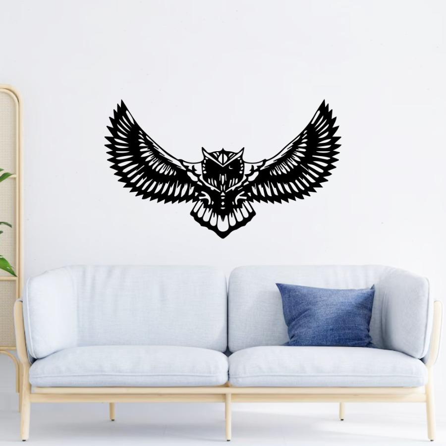 Flying Owl Metal Wall Art, Home Decor | Birds Wall Hanging