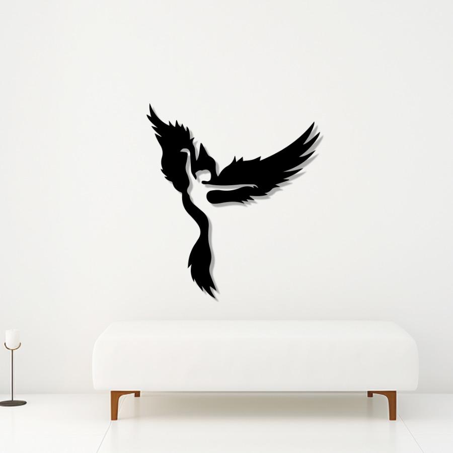 Woman & Phoenix Metal Wall Art, Woman and Bird | Modern Home Decor